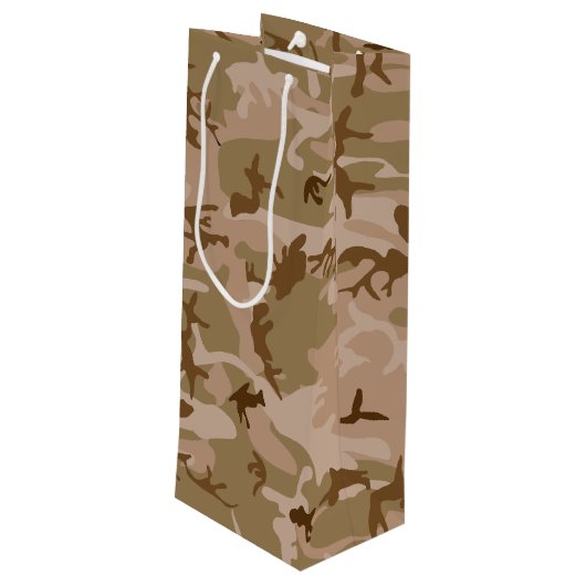 Wüstenkampfmuster, militärisches Muster, Armee Geschenktüte Für Weinflaschen (Rückseite Schrägansicht)
