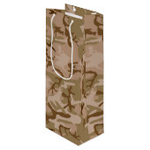 Wüstenkampfmuster, militärisches Muster, Armee Geschenktüte Für Weinflaschen (Vorderseite Schrägansicht)