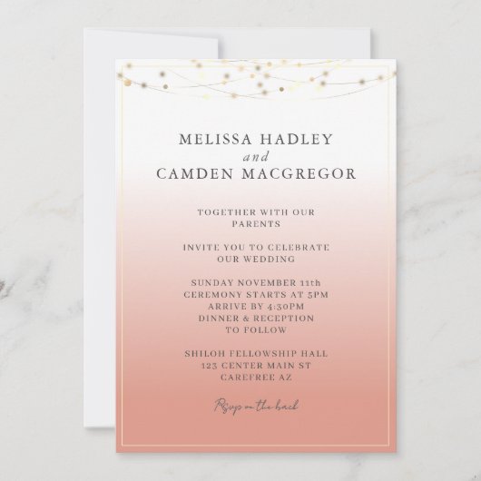 Wüstenkoralle Elegant QR Code Hochzeit Einladung (Vorderseite)