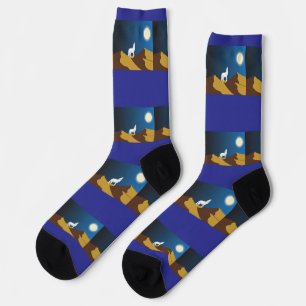 Wüstenkoyote heult Vollmond Donner_Cove Socken