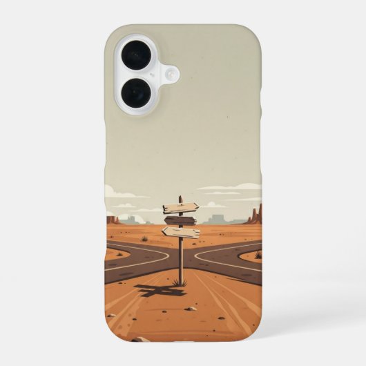 Wüstenkreuzung iPhone 16 Hülle (Rückseite)