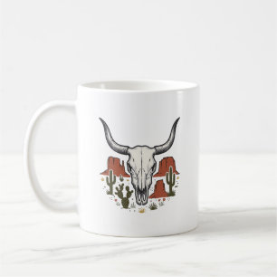 Wüstenkuh-Schädel Vintage Südwesten Kaktus Kunst Kaffeetasse