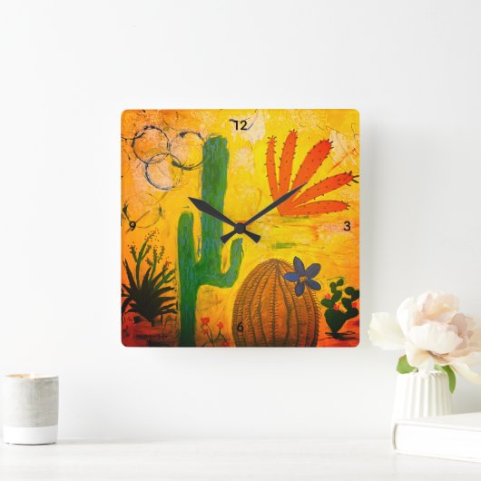 Wüstenkunst der Wall-Uhr Quadratische Wanduhr (Zuhause)