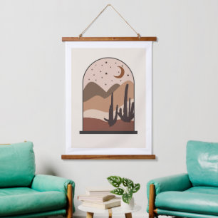 Wüstenlandschaft, Arizona, Boho-Abstraktkunst Wandteppich Mit Holzrahmen