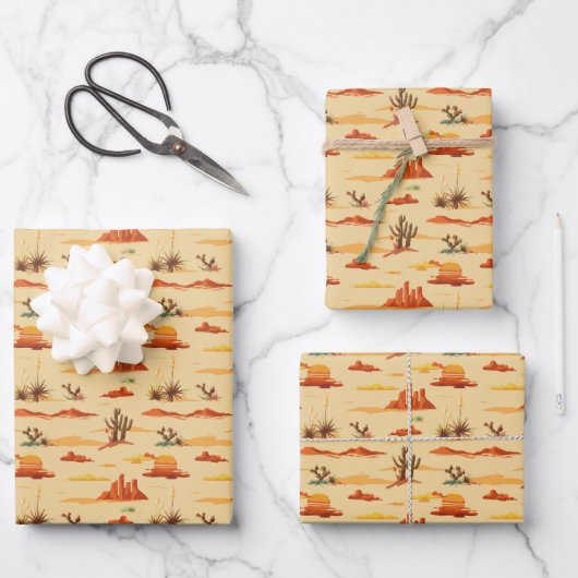 Wüstenlandschaft Arizona Muster Geschenkpapier Set (Vorderseite)