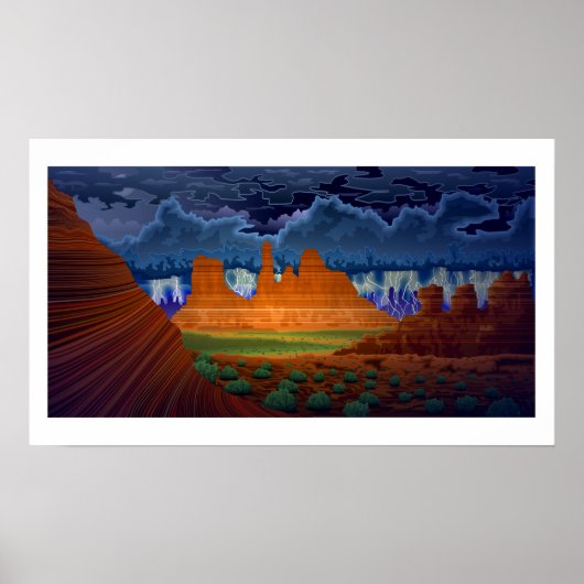 Wüstenlandschaft bei Nachtposter-Kunst Poster (Vorne)
