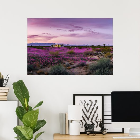 Wüstenlandschaft in Bloom AI Art | Fotorealistisch Poster (Heimbüro)