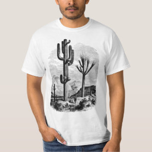 Wüstenlandschaft Kaktus Vintage Tintenkunst Zeich T-Shirt