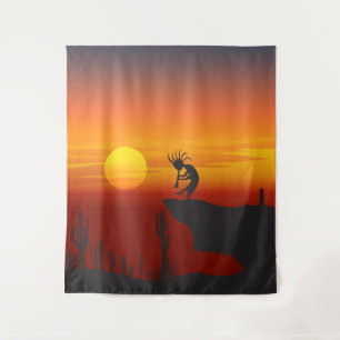 Wüstenlandschaft Kokopelli Sunset Wandteppich