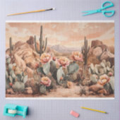 Wüstenlandschaft mit blühender Kakteen-Dekoupage Seidenpapier (Basteln)