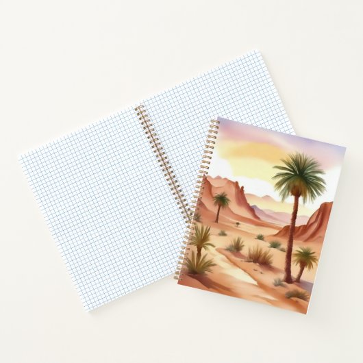Wüstenlandschaft mit Date Palms Journal Notizblock (Innenseite)