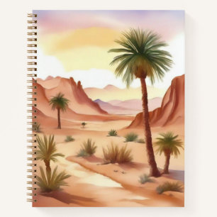 Wüstenlandschaft mit Date Palms Journal Notizblock