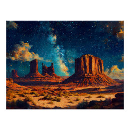 Wüstenlandschaft mit der Gebirgslandschaft Sandste Poster