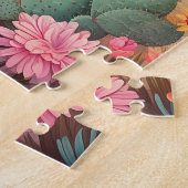 Wüstenlandschaft mit Kakteen und Blume Puzzle (Seite)