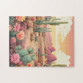Wüstenlandschaft mit Kakteen und Blume Puzzle (Horizontal)