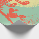 Wüstenlandschaft mit Kakteen und Kuhschädel. Vint Geschenkpapier (Ecke)