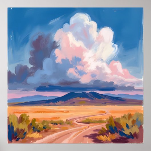 Wüstenlandschaft mit lebendigem Himmel Wandkunst Poster (Vorne)