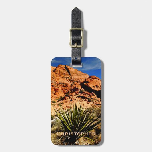 Wüstenlandschaft mit Yucca-Südwestbeutel Gepäckanhänger (Vorderseite vertikal)