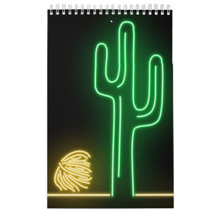 Wüstenlandschaft Neon Schild Kalender