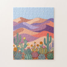 Wüstenlandschaft-Puzzle – Boho-Kaktus