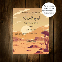 Wüstenlandschaft Retro Budget Hochzeitseinladung