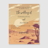 Wüstenlandschaft Retro Terracotta Luxus Hochzeit Magneteinladung (Vorderseite)