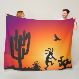 Wüstenlandschaft Silhouette Kokopelli Fleecedecke