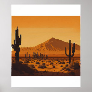 Wüstenlandschaft Sonnenuntergang Vintage Poster