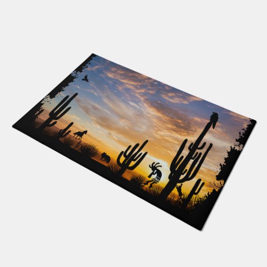 Wüstenlandschaft Südwest Kokopelli Doormat Fußmatte (Schrägansicht)