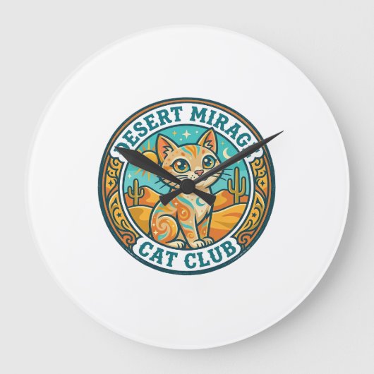Wüstenmirage-Katze Katze-Mutter-Geschenkidee - Wüs Große Wanduhr (Vorderseite)