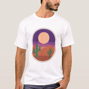 Wüstenmond Retro Kaktus Südwest Landschaft T-Shirt