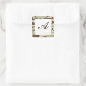 Wüstenmonogramm der Camouflage Quadratischer Aufkleber (Tasche)