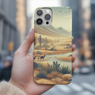 Wüstennatur mit Fluss und Kaktus iPhone 16 Hülle