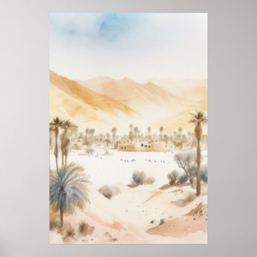 Wüstenpalmen in Sonnenuntergangsplakaten Poster (Vorne)