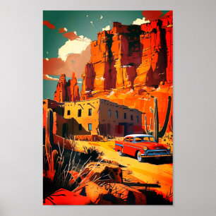 Wüstenplakat mit Oldtimer Poster