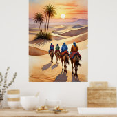Wüstenreise bei Sunset - Nomadic Camel Caravan Poster (Küche)