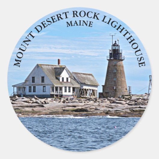 Wüstenrock-Leuchtturm, Maine Round Stickers (Vorderseite)