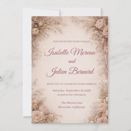 Wüstenrose – Dune & Bloom Hochzeit Einladung (Vorderseite)