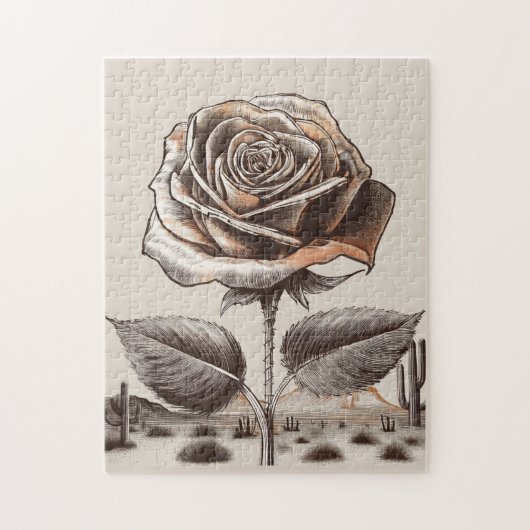 Wüstenrose, Vintage Botanische Blume Puzzle (Vertikal)