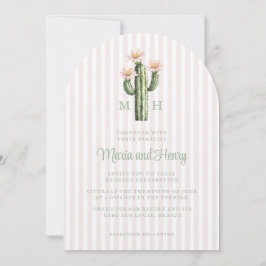Wüstenrosenkaktus-Monogramm-Hochzeit Einladung