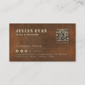 Wüstenrost-Eisenhair-Schere Logo-Haarstühle Visitenkarte (Rückseite)