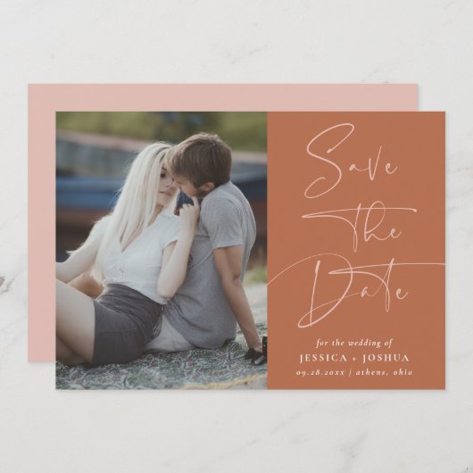 Wüstenrost Modernes Foto Save the Date Einladung (Vorne/Hinten)
