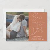 Wüstenrost Modernes Foto Speichern Sie das Datumsf Magneteinladung (Vorderseite)