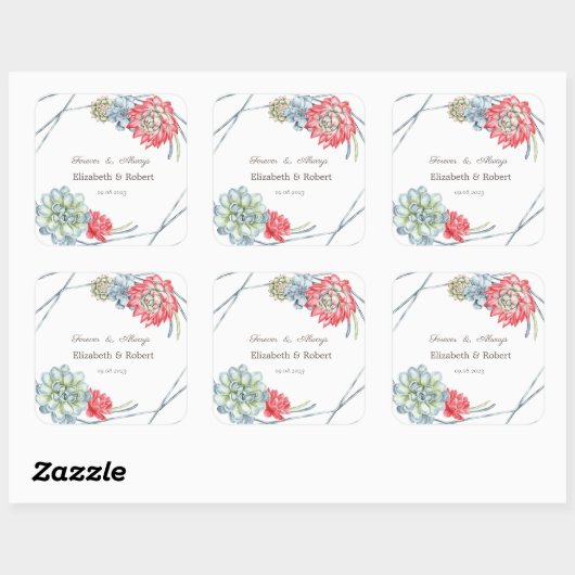 Wüstenrote Sukkulturen Quadratischer Aufkleber (Blatt)