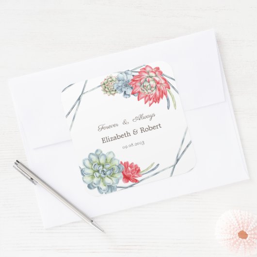 Wüstenrote Sukkulturen Quadratischer Aufkleber (Umschlag)