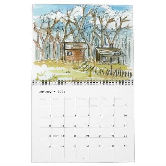 Wüstenskizzen Entdecken Sie Nevada Wasserfarbe Kalender (Jan 2026)