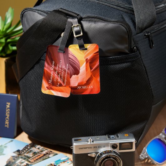 Wüstenslot Canyon oder Ihr Foto Weißer Name & Info Gepäckanhänger (Vorderseite & Rückseite)