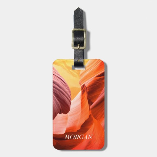 Wüstenslot Canyon oder Ihr Foto Weißer Name & Info Gepäckanhänger (Vorderseite vertikal)