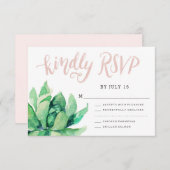 Wüstensukkulente RSVP-Karte - Rosa RSVP Karte (Vorne/Hinten)