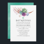 Wüstensukkulturen Bat Mitzvah Einladung<br><div class="desc">Wasserfarbene Kakteen Pflanze flederten Mitzvah-Einladungen mit Akzenten von Blau,  Pflaume,  Minze und Salbei-Grün an.</div>
